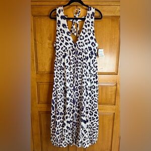 NWT Asos Design Midi Puff Ball Leopard Print Dress Size 4